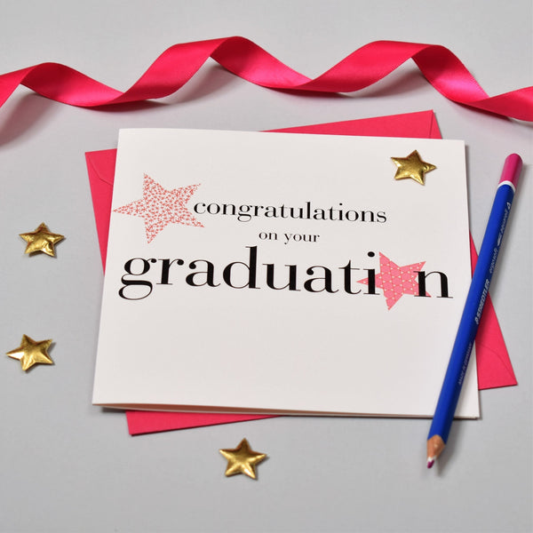 Congratulations Graduation Card, Pink, Embellished with a padded star