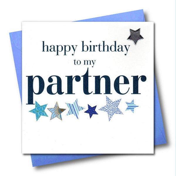 Birthday Card, Partner, Embellished with a shiny padded star