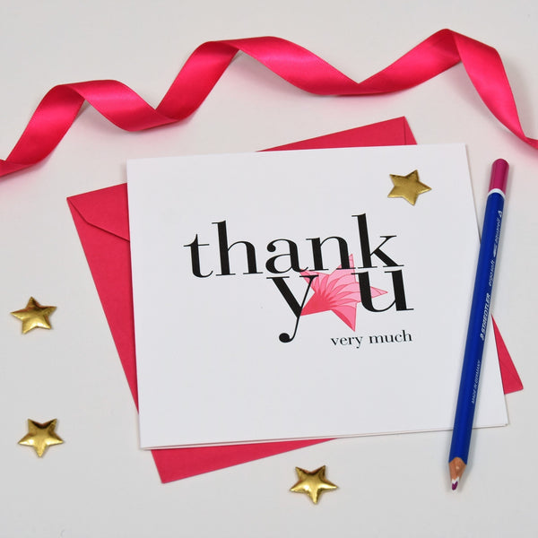 Thank You Card, Pink Star, Thank You Very Much, Embellished with a padded star
