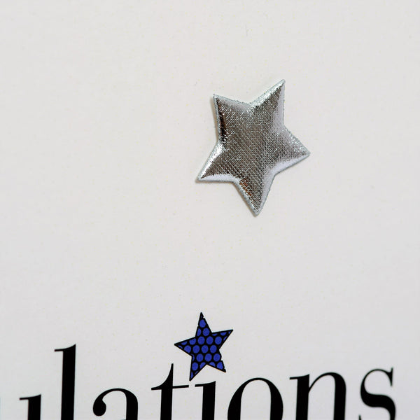 Congratulations Card, Blue Stars, Embellished with a padded star