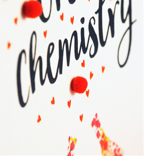 Valentine's Day Card, Great Chemistry, Embellished with colourful pompoms