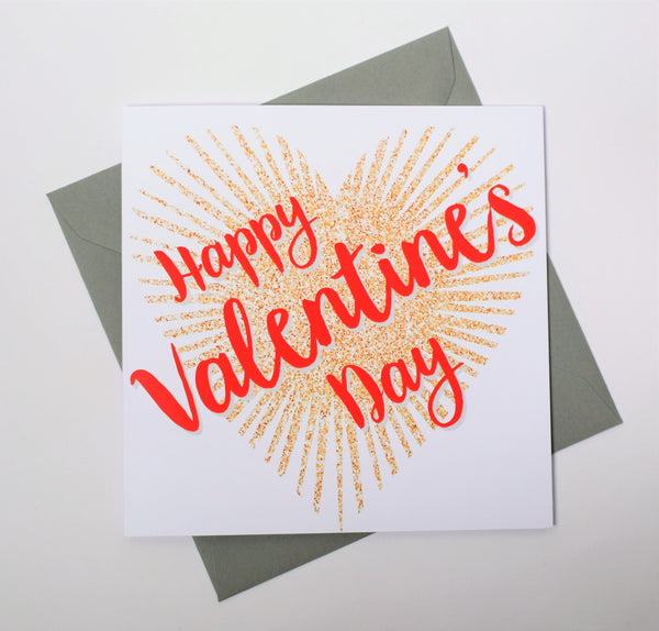 Valentine's Day Card, Glittering Heart, Happy Valentine's Day