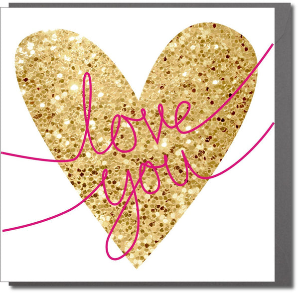 Valentine's Day Card, Love You, Glittering Heart