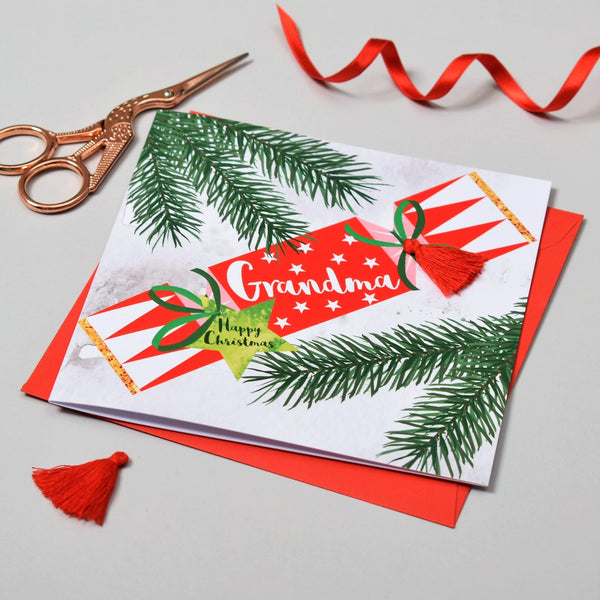 Christmas Card, Cracker, Grandma, Happy Christmas, Tassel Embellished