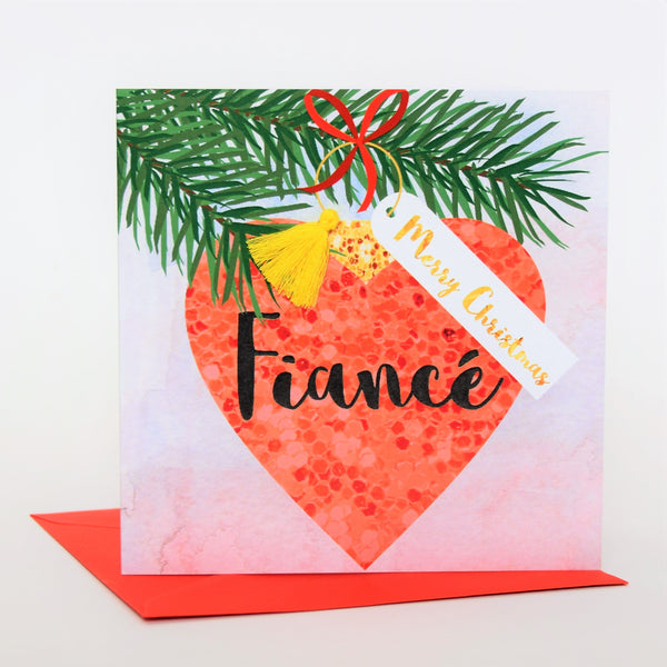Christmas Card, Bauble, Merry Christmas, Fiance, Tassel Embellished