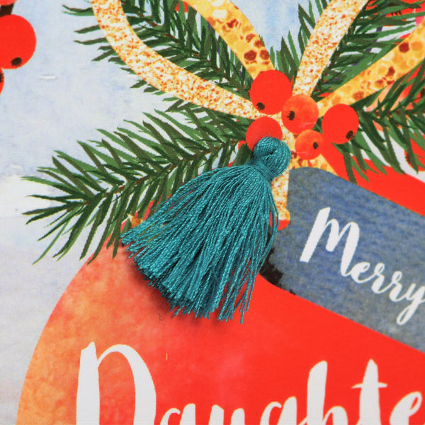 Christmas Card, Bauble, Daughter and son in law, Tassel Embellished