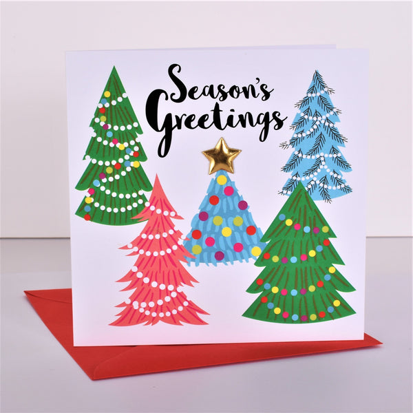 Christmas Card, Season's Greetings, Embellished with a shiny padded star