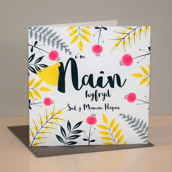 Welsh Grandma Mother's Day Card, Sul y Mamau Hapus Nain, Tassel Embellished