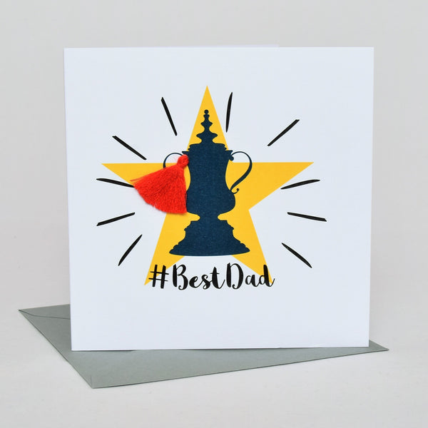 Father's Day Greeting Card, #BestDad, Embellished with a colourful tassel