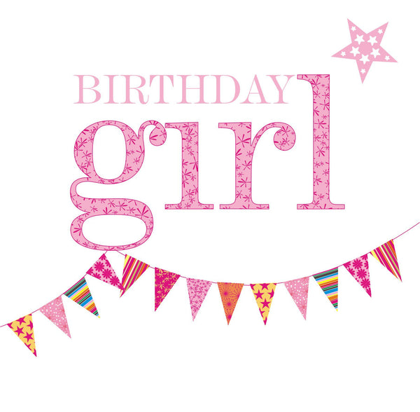 Birthday Card, Pink Flags, Birthday Girl