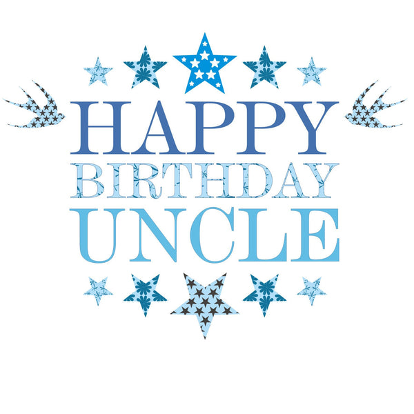 Birthday Card, Blue Stars, Happy Birthday Uncle