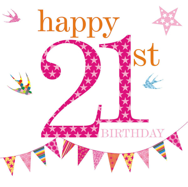 Birthday Card, Pink Age 21, Happy 21st Birthday