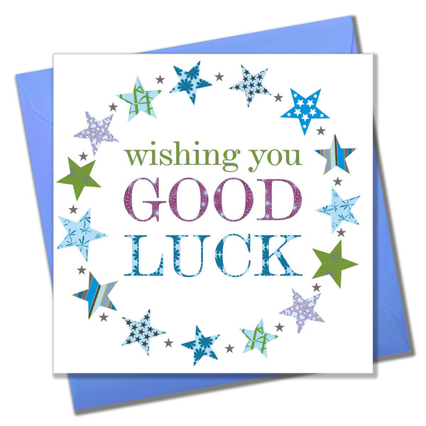 Good Luck Card, Blue Stars, wishing you Good Luck