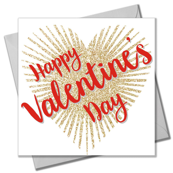 Valentine's Day Card, Glittering Heart, Happy Valentine's Day