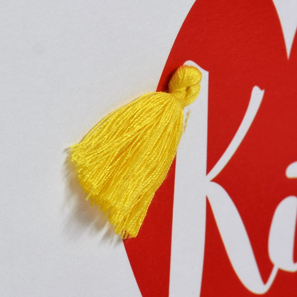 Valentine's Day Card, Lips, Kiss, Embellished with a colourful tassel