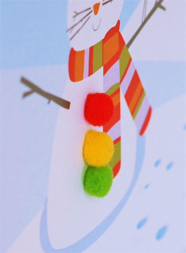 Christmas Card, Snowcat , Happy Christmas from the Cat, Pompom Embellished