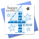 Birthday Card, Age 4 Boy Blue, Embellished with a padded star