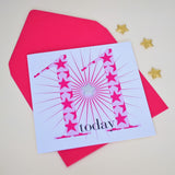 Birthday Card, Age 11 Girl, 11th Birthday, Embellished with a shiny padded star