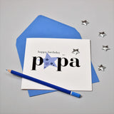 Birthday Card, Blue Star, Happy Birthday Papa, Embellished with a padded star