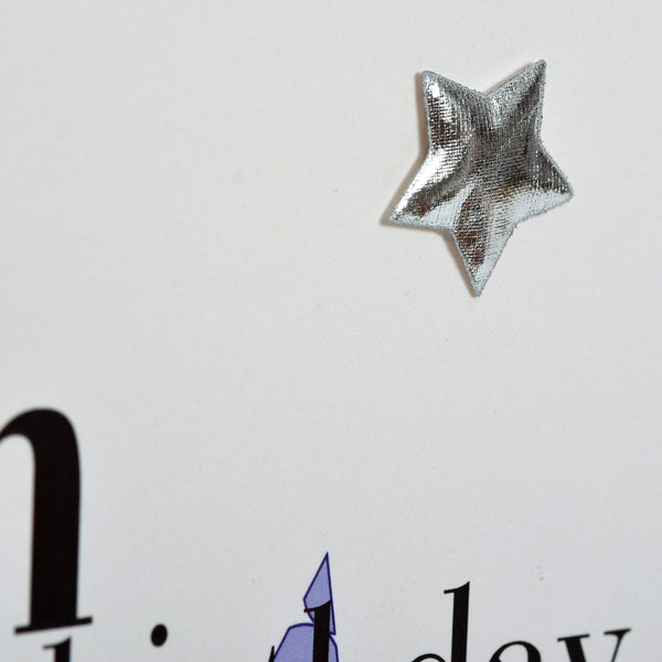 Birthday Card, Blue Stars, Son, Embellished with a shiny padded star