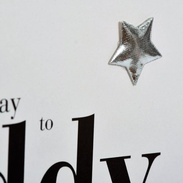 Birthday Card, Daddy, Blue Stars, Embellished with a shiny padded star