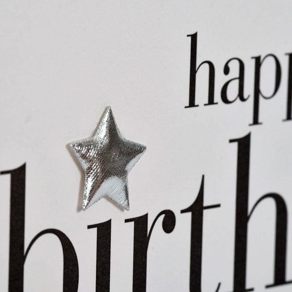 Birthday Card, Blue Stars, Happy Birthday, Embellished with a shiny padded star