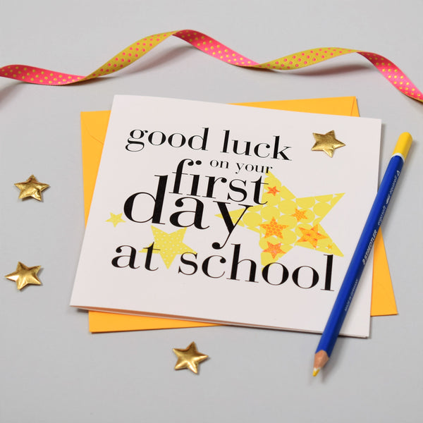 Good Luck Card, 1st Day of School, padded star embellished