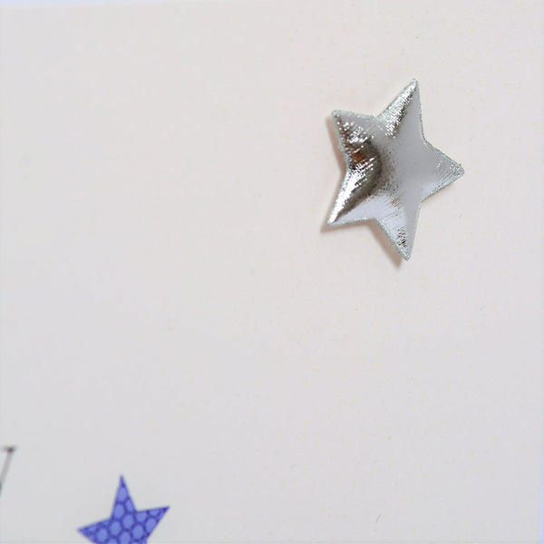 Birthday Card, Blue Stars, Happy Birthday Friend, Embellished with a padded star