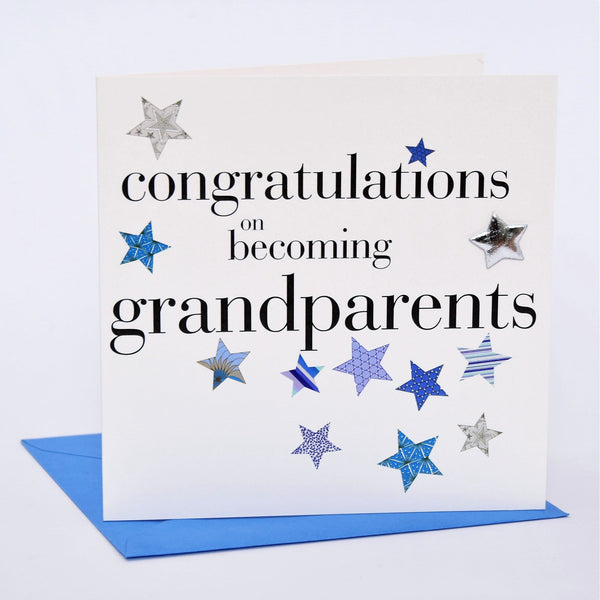 Congratulations Card, Blue, Grandparents, Embellished with a padded star