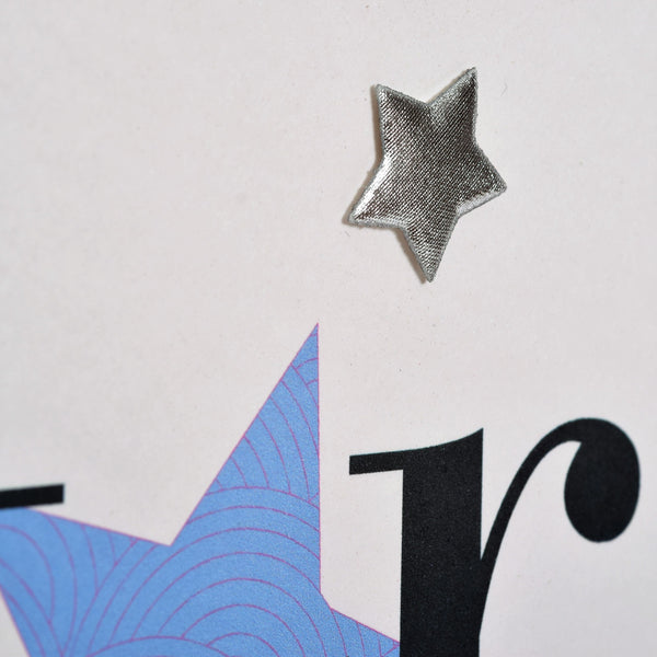 Birthday Card, Blue Stars, Super Star, Embellished with a padded star