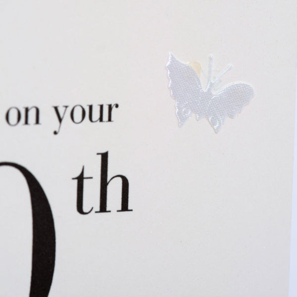 10th Wedding Anniversary Card, Congratulations, fabric butterfly Embellished