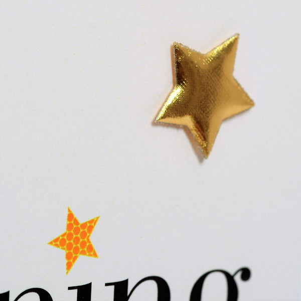 Christening Card, with love, Embellished with a padded star