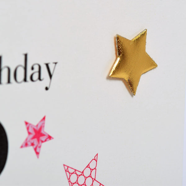 Birthday Card, Step Mum, Pink Stars, Embellished with a padded star