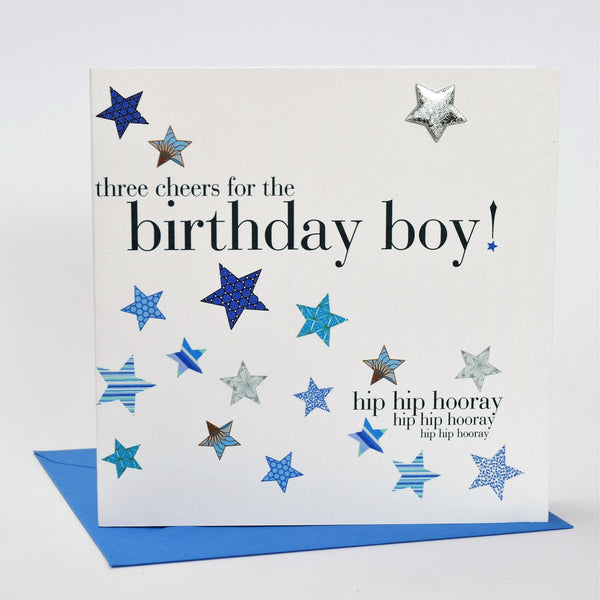 Birthday Card, Blue Stars, Embellished with a padded star