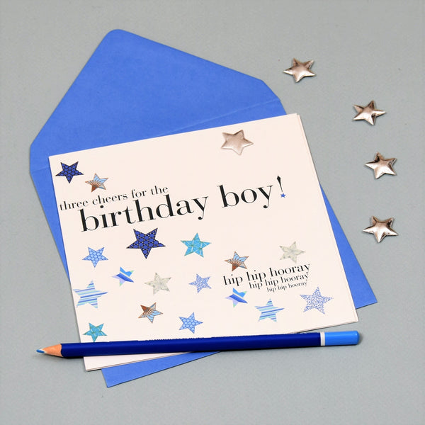 Birthday Card, Blue Stars, Embellished with a padded star