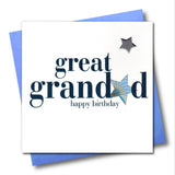 Birthday Card, Great Grandad, Blue Star, Embellished with a padded star
