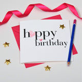 Birthday Card, Hearts, Happy Birthday, padded star embellished