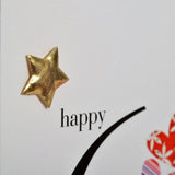 Birthday Card, Pink Hearts, Happy 60th Birthday, Embellished with a padded star