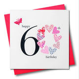Birthday Card, Pink Hearts, Happy 60th Birthday, Embellished with a padded star