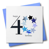 Birthday Card, Blue Stars, Happy 40th Birthday, Embellished with a padded star