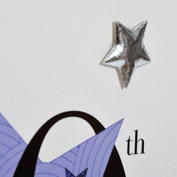 Birthday Card, Blue Star, Happy 50th Birthday, Embellished with a padded star