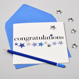 Congratulations Card, Blue Stars, Embellished with a padded star