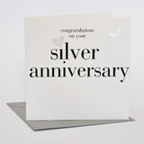 Silver Wedding Anniversary Card, Silver Heart, fabric butterfly Embellished