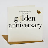 Golden Wedding Anniversary Card, Gold Heart, Embellished with a padded star