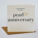 Wedding Card, Gold Heart, Congratulations on your pearl Anniversary
