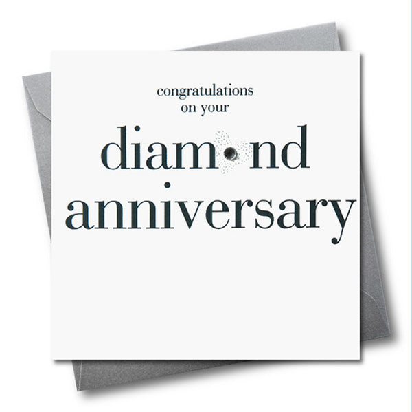 Wedding Card, Silver Heart, Congratulations on your Diamond Anniversary