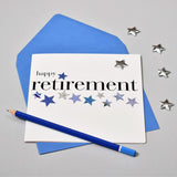 Good Luck Retirement Card, Blue Stars, Embellished with a padded star