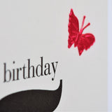 Birthday Card, Pink Hearts and Flowers, 85th, fabric butterfly Embellished