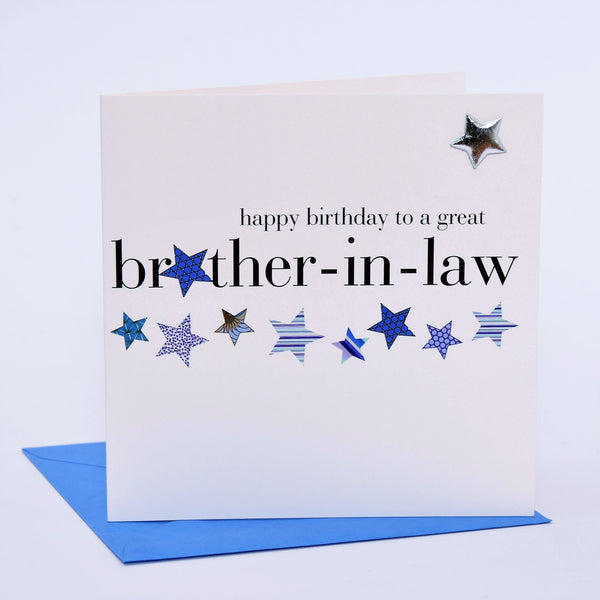 Birthday Card, Blue Stars, brother-in-law, Embellished with a padded star