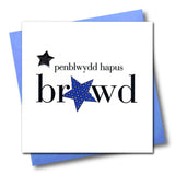 Welsh Birthday Card, Penblwydd Hapus, Brawd, Brother, padded star embellished